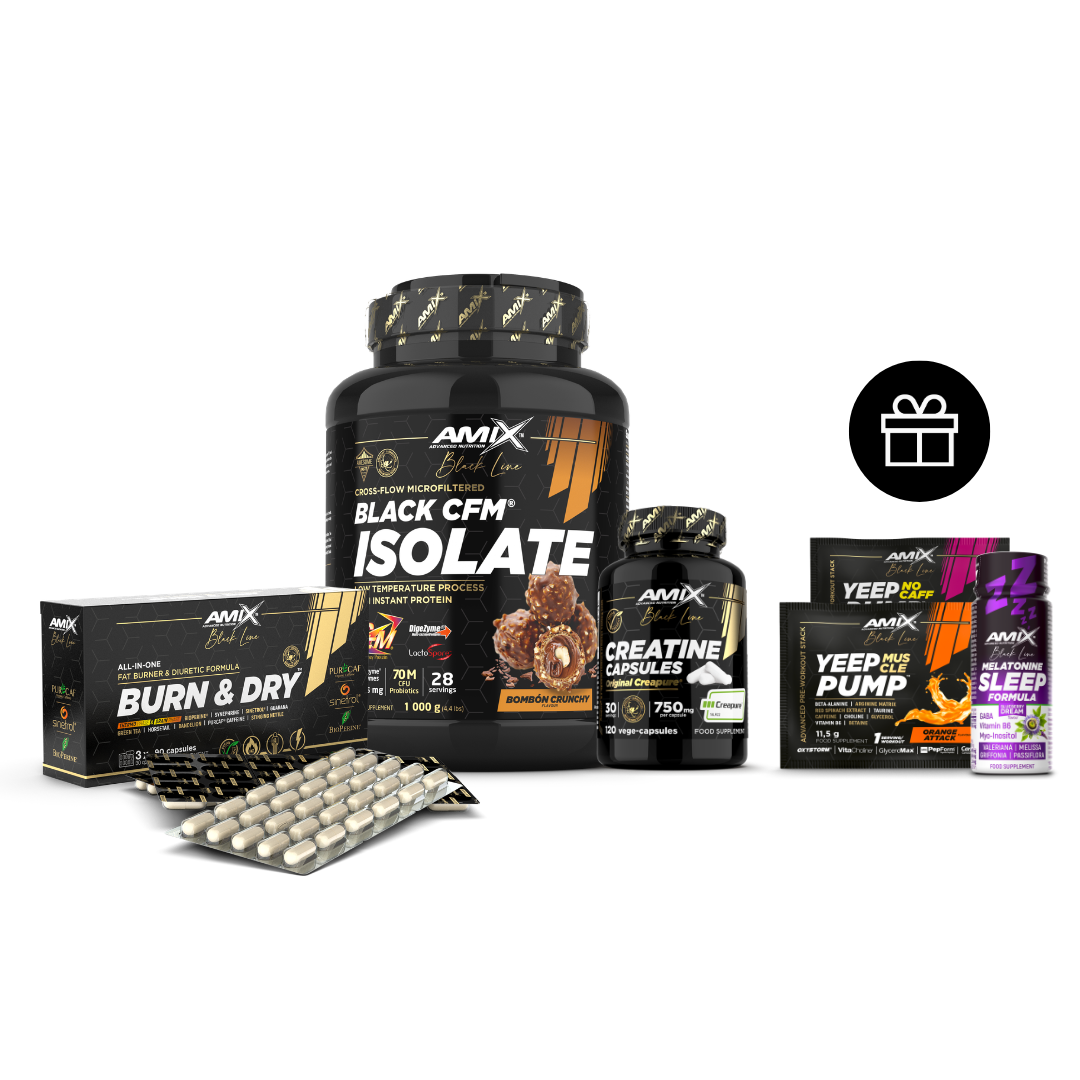 Amix Black Line Pack Definição - Proteína Black CFM 1kg + Creatina Creapure + Burn & Dry